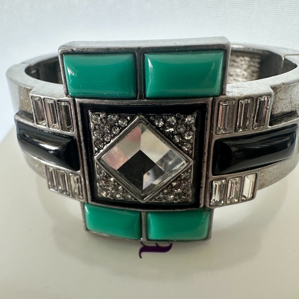 "Nouvelle" bracelet Lia Sophia turquoise black colour distressed matte silver